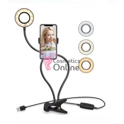 Lampa circulara de masa cu clema tip ringlight + suport flexibil de telefon, pentru selfie, videoclipuri, art HRL201, MJ1202005